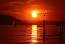博登湖,日落,abendstimmung