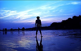 日落,日出,海灘