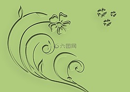 花,賀卡,綠色