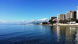 海,海灘,地平線