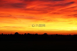 日落,景觀,傍晚的天空