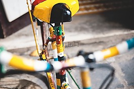 自行車,黃色,散景