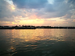 日出,河,上午