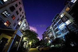 星空,夜晚,楼房