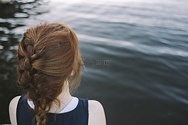 女子,海,女孩
