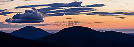 日出,云,山
