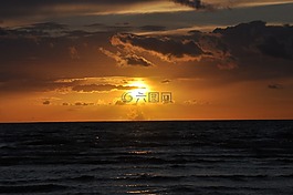 日落,海,天空