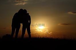 母亲,剪影,儿子