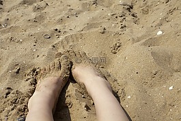 腳,沙,海灘