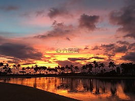 夏威夷,日落,云