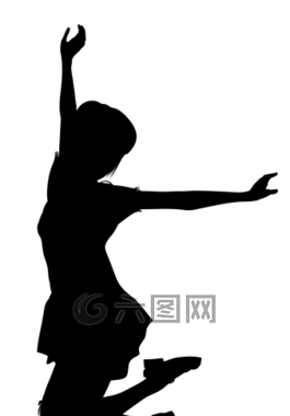 剪影,女孩,女子