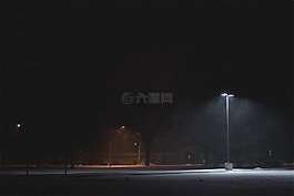 停車場,雪,燈柱