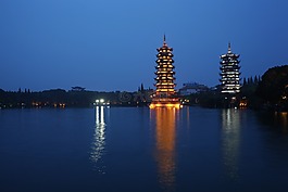 古塔,佛塔,湖面