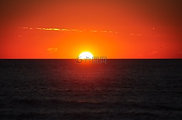 日落,海灘,太陽