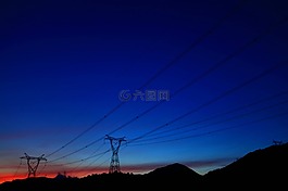 電網(wǎng),日落,黃昏