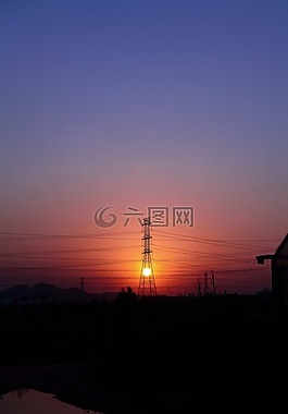 電網(wǎng),日落,黃昏