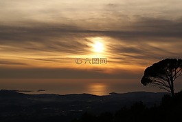 太陽(yáng),日落,天空