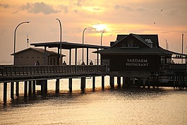 碼頭,日落,海洋