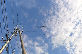 天空,極,電線