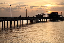 日落,海洋,灣