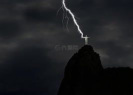 基督,雕像,閃光