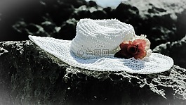 夏天,帽子,石