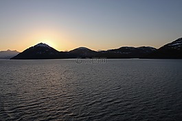 阿拉斯加州,海洋,日落