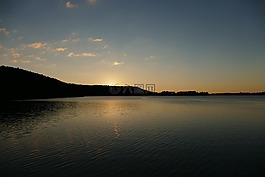 日落,湖,梅克倫堡