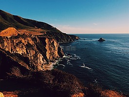 日落,山,懸崖