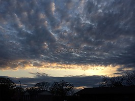 日落,天空,云
