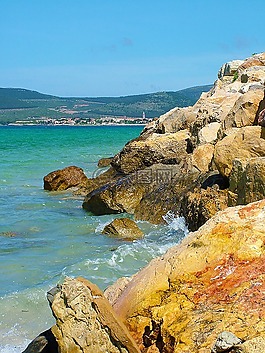 石,海滩,水