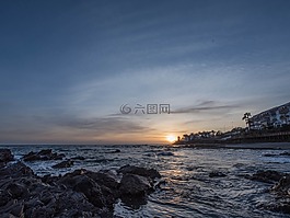 日落,沙灘炒作,米哈斯科斯塔