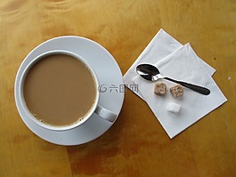 杯,咖啡,糖