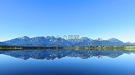 山,鏡像,水