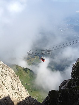電纜車,山,查看