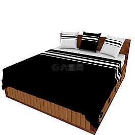 床,coussindraps,3d