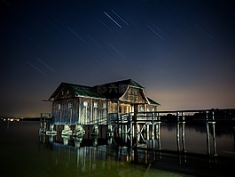 棚屋,湖,明星