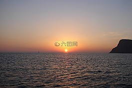日落,太陽,海