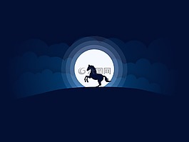 月亮,馬,夜