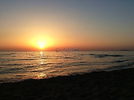 日落,海,地平線