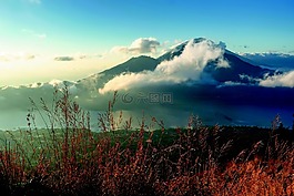 景觀,山,云