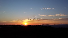 日落,天空,云