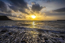 海洋,海岸,日落