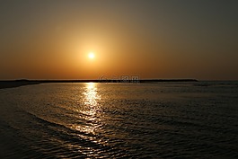 迪拜,日落,海