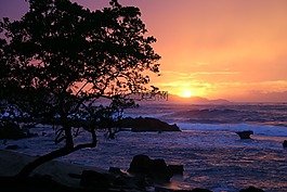 日落,波多黎各,海洋