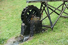 水車,池塘,可再生能源