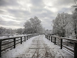 木橋,冬天,雪