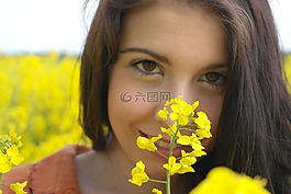 油菜,女孩,浪漫