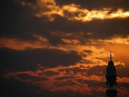 云,日落,天空