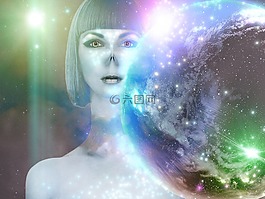 外星人,女子,頸部